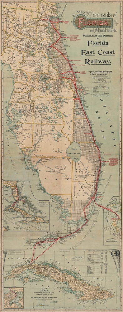 Map of the Peninsula of Florida and Adjacent Islands. - Main View