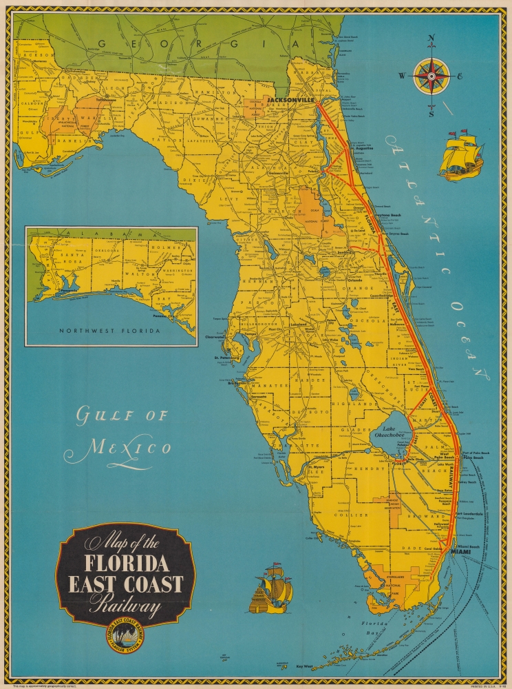 Map of the Florida East Coast Railway. - Main View