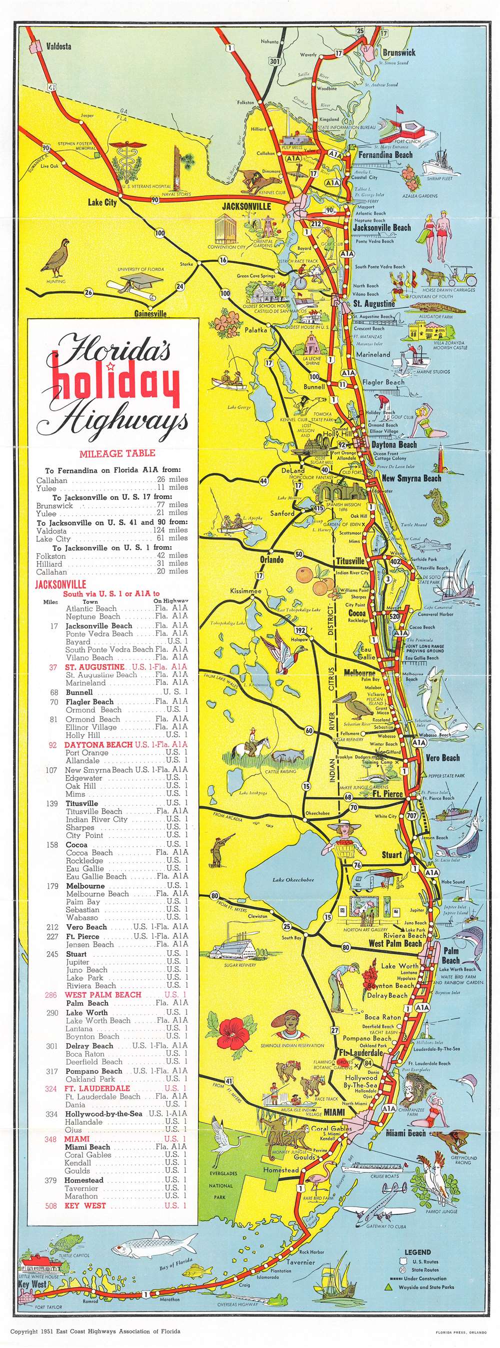 Printable Florida East Coast Map