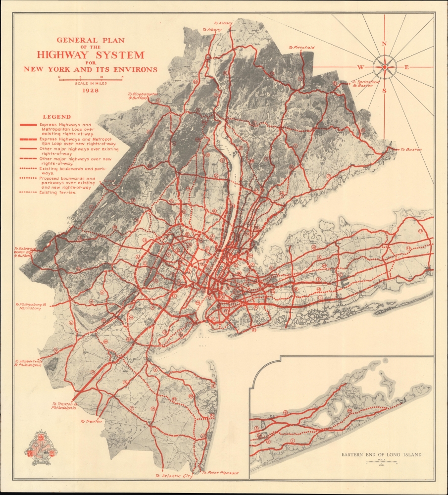 1928 Regional Plan of New York City, Tri-State Region Highways