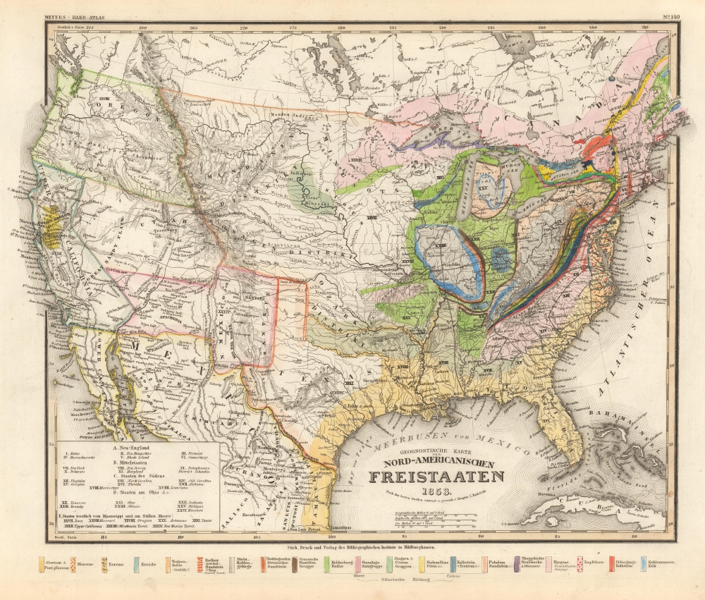 Geognostische Karte der Nord-Americanischen Freistaaten. - Main View