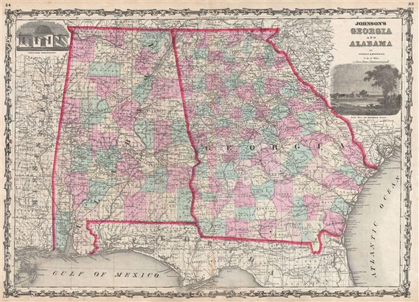 Johnsons Georgia And Alabama Geographicus Rare Antique Maps 8592