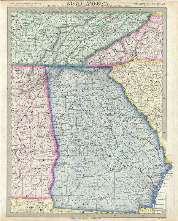 map of georgia and tennessee North America Sheet Xii Georgia With Parts Of North And South Carolina Tennessee Alabama And Florida Geographicus Rare Antique Maps map of georgia and tennessee
