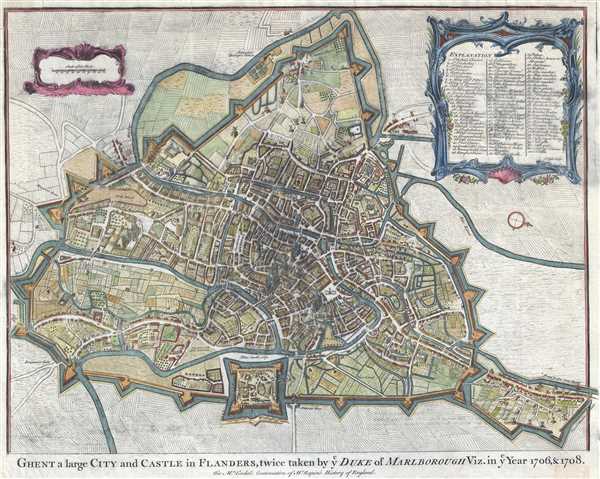 Ghent a large City and Castle in Flanders, twice taken by Duke of Marlborough Viz. in Year 1706 and 1708. - Main View