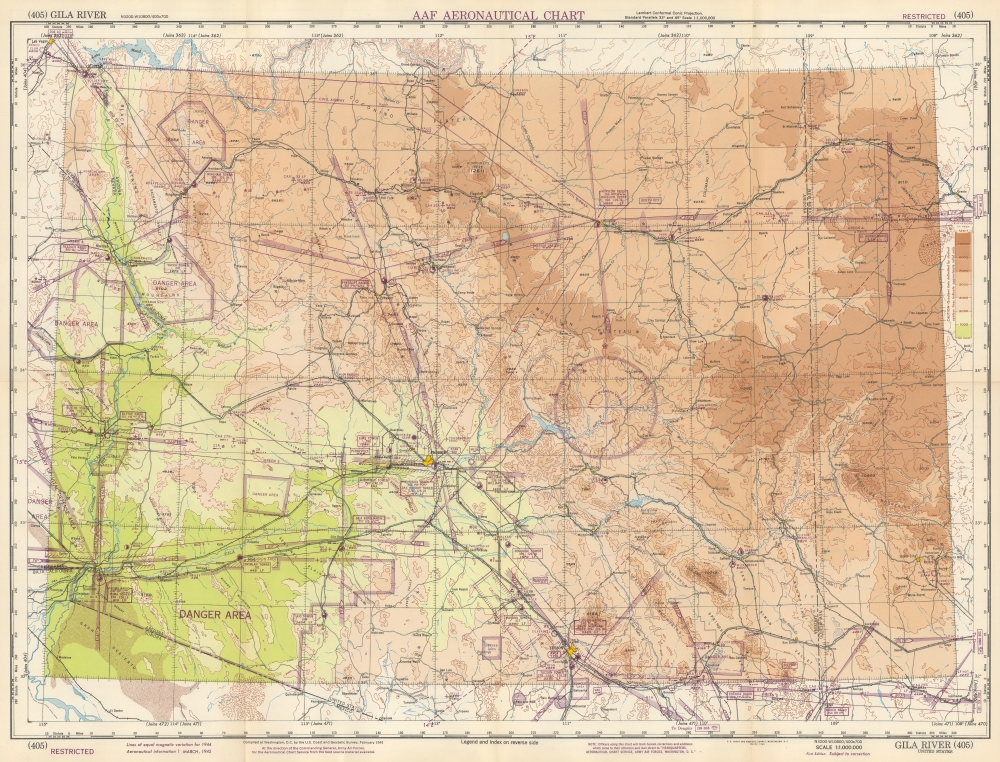 AAF Aeronautical Chart Gila River 405. - Main View