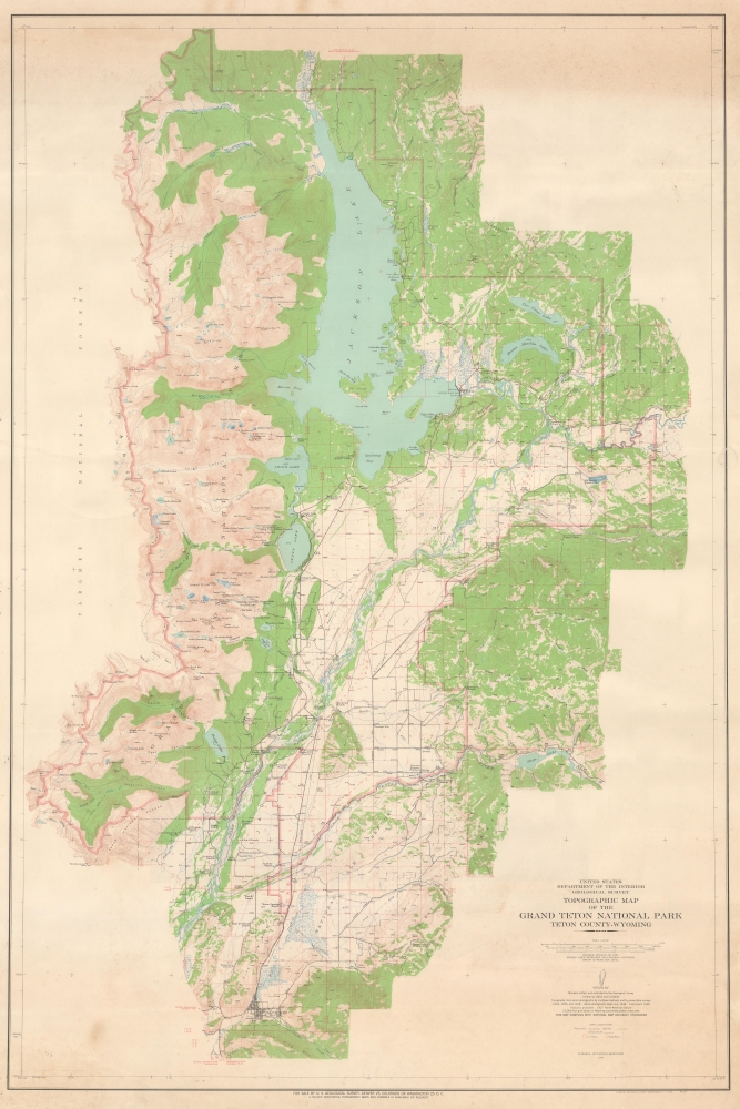 Topographic Map of the Grand Teton National Park Teton County - Wyoming. - Main View