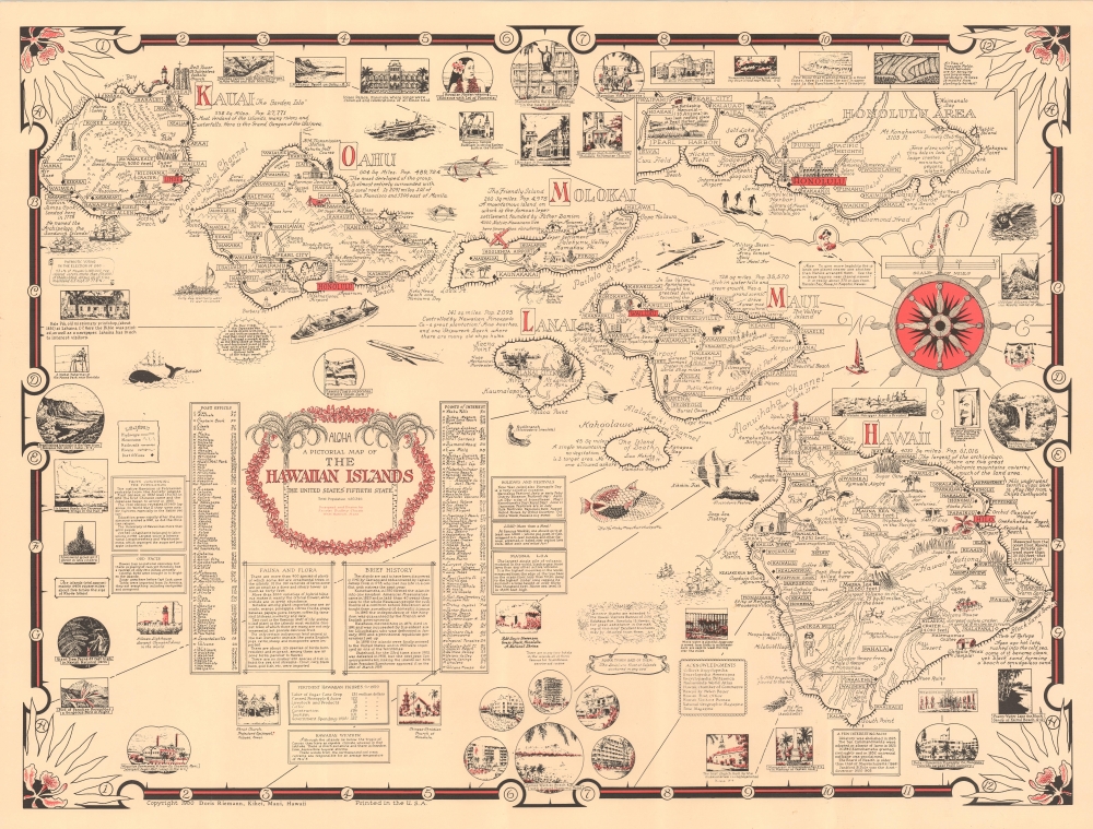 1960 Ernest Dudley Chase Pictorial Map of the Hawaiian Islands