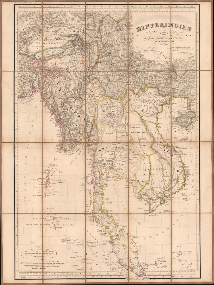 1832 Berghaus 'Atlas von Asia' Map of Southeast Asia: Thailand, Malaya, Cambodia, Vietnam, Burma