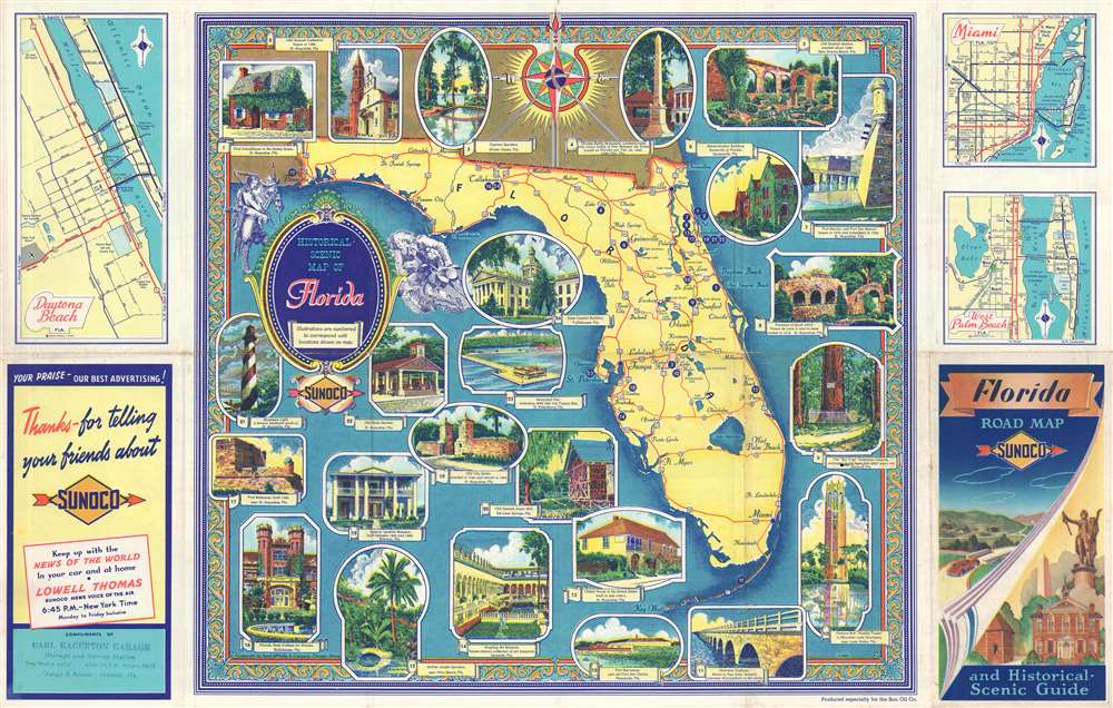 Historical Scenic Map of Florida. - Main View