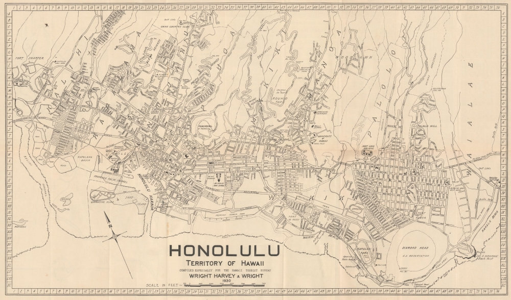 1930 Wright, Harvey, and Wright City Plan or Map of Honolulu, Hawaii