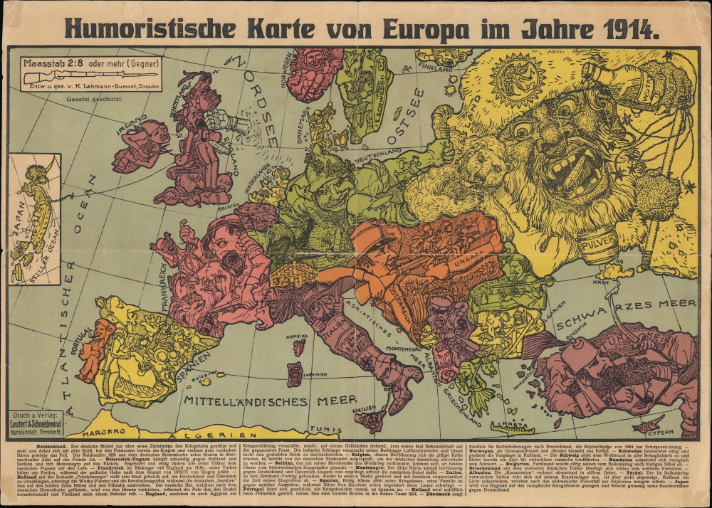 Humoristische Karte von Europa im Jahre 1914. - Main View