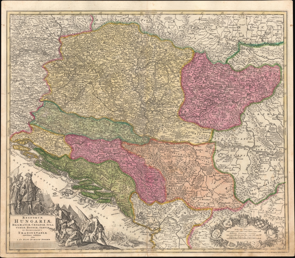 1710 Homann Map of the Kingdom of Hungary