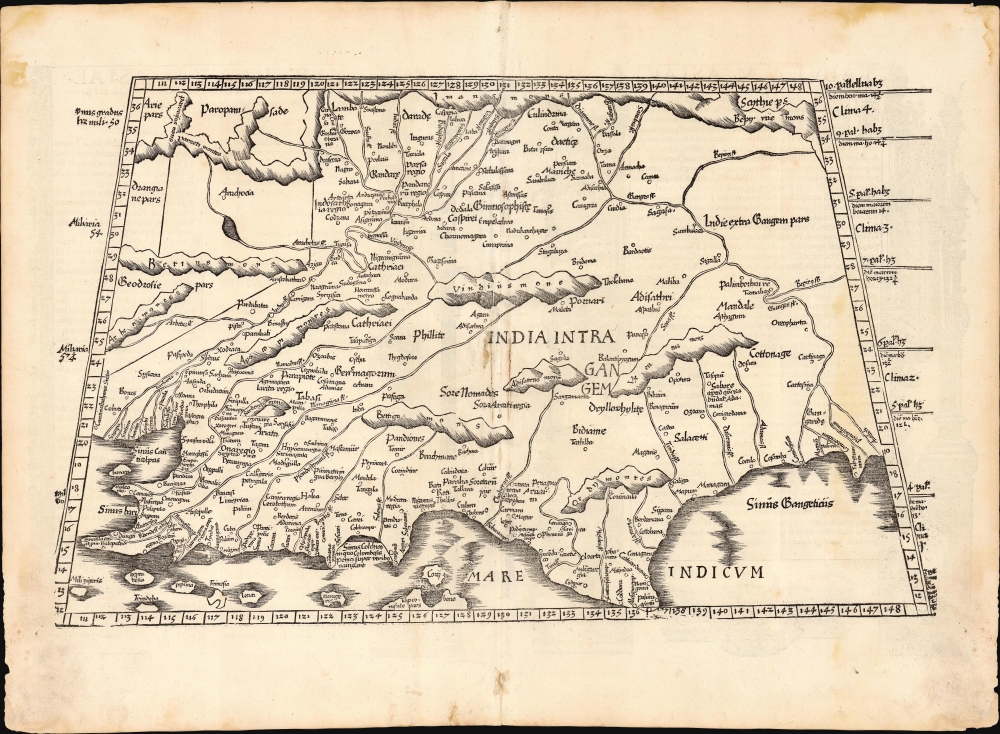 1522 / 1535 Waldseemüller / Fries Ptolemaic map of India