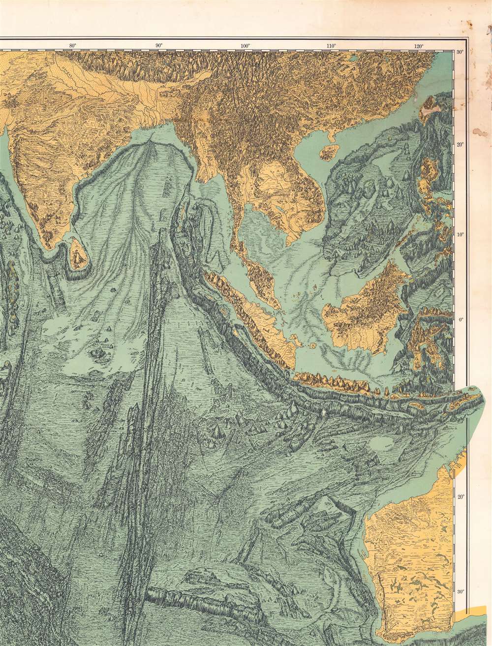 Physiographic Diagram of the Indian Ocean.  The Red Sea, the South China Sea, the Sulu Sea and the Celebes Sea. - Alternate View 3