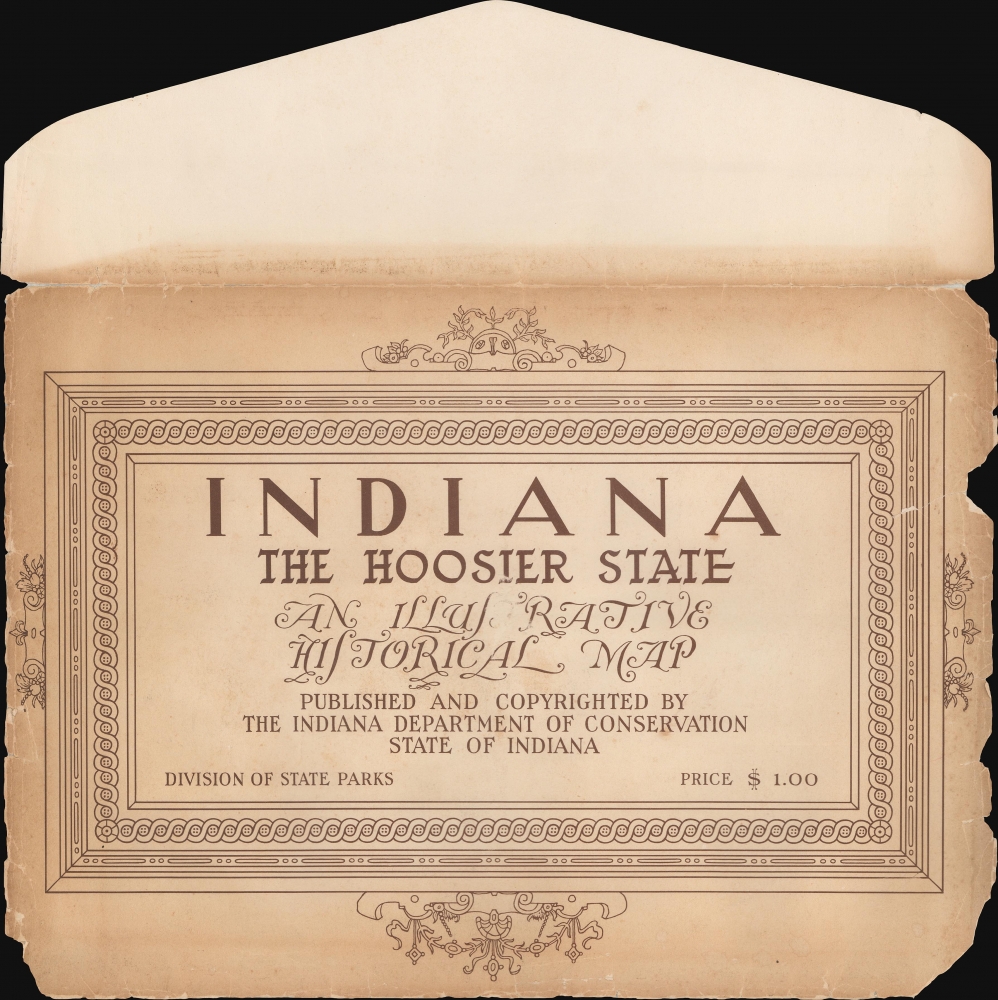 A Map of Indiana Showing its History, Points of Interest, and the holdings of the Indiana Dept. of Conservation. - Alternate View 2