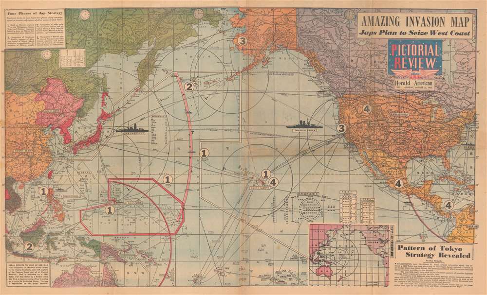 Amazing Invasion Map Japs Plan To Seize West Coast Geographicus Rare 