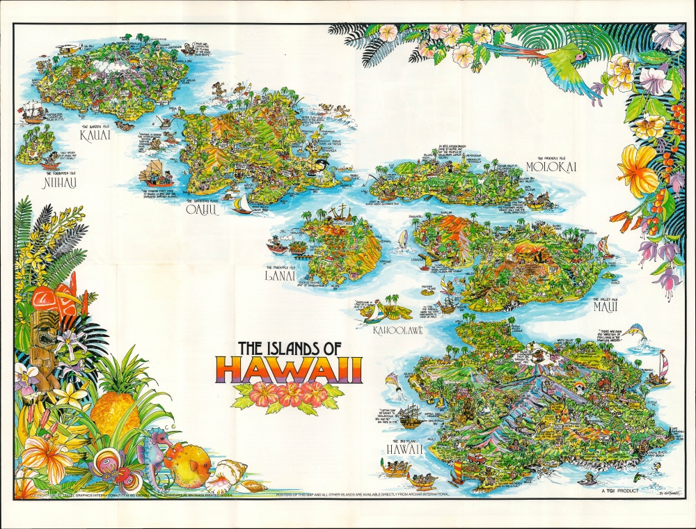 The Islands of Hawaii / Islands of Hawaii Illustrated Pocket Map. - Main View