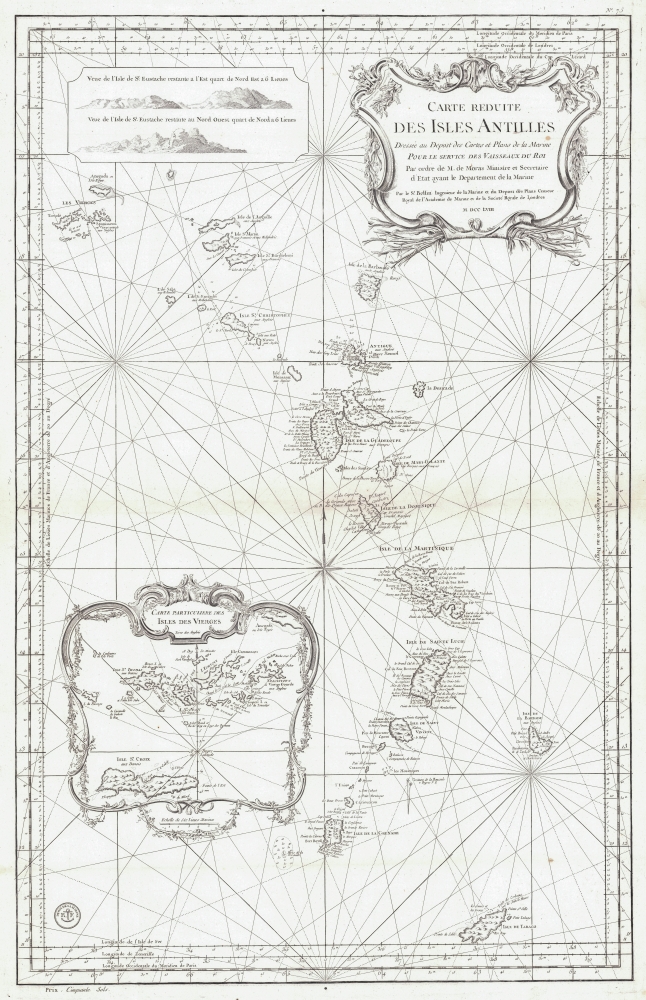 1758 Bellin Map of the Lesser Antilles