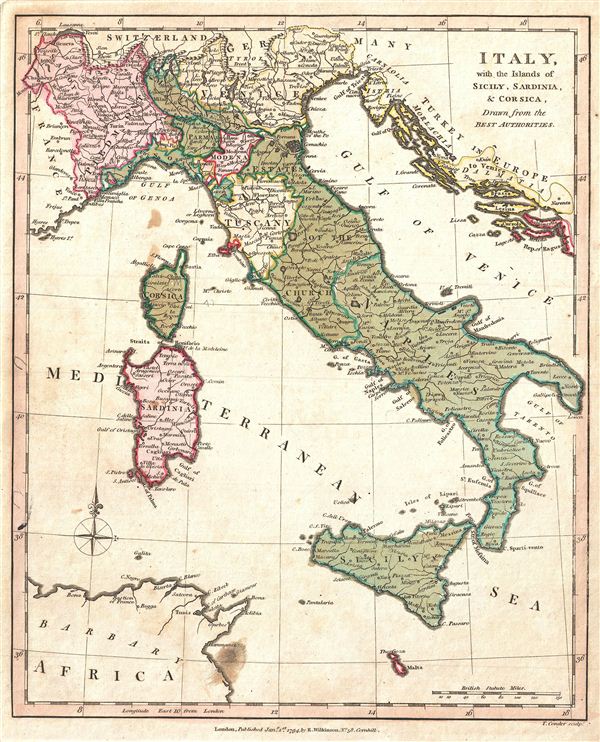 Italy, with the Islands of Sicily, Sardinia, & Corsica, Drawn from the Best Authorities. - Main View