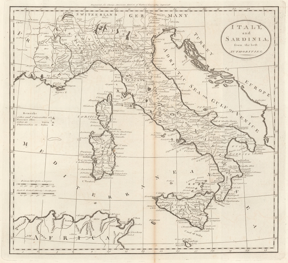 1795 Carey Map of Italy