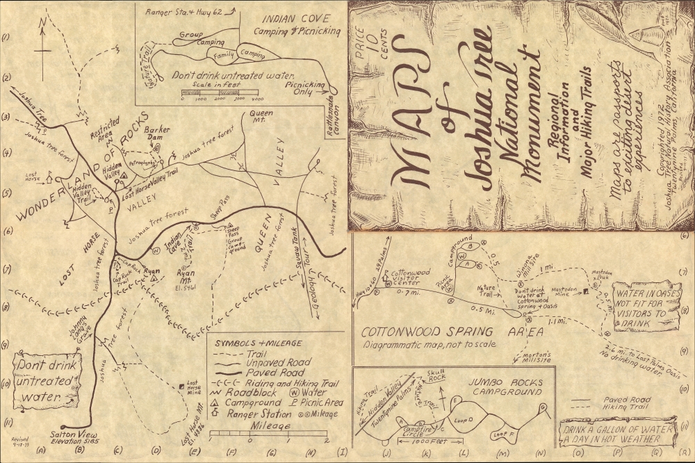 Joshua Tree National Monument. / Maps of Joshua Tree National Monument, California Regional Information and Major Hiking Trails. - Alternate View 1