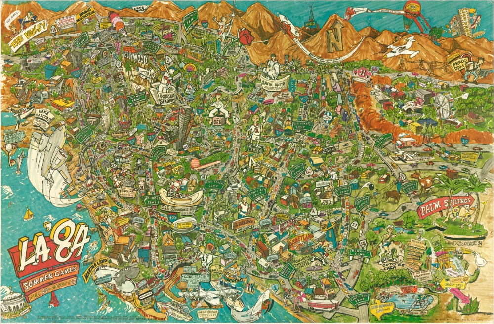 1983 Andrade Pictorial Map of Los Angeles for the 1984 Summer Olympic Games