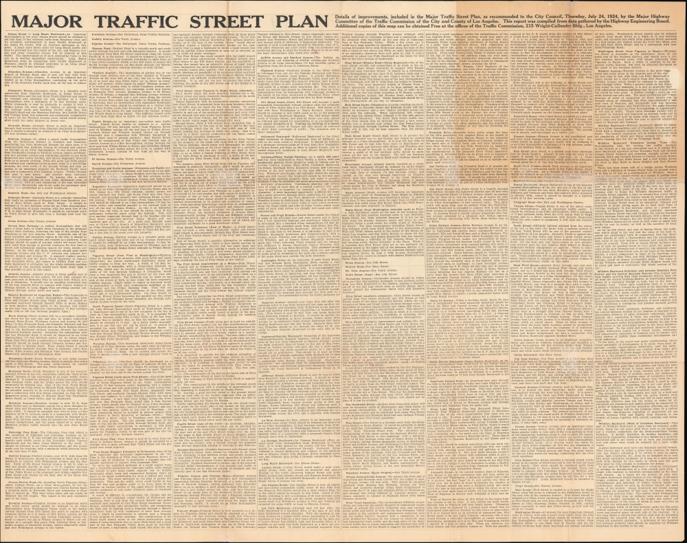 Major Traffic Street Plan Los Angeles California. - Alternate View 1