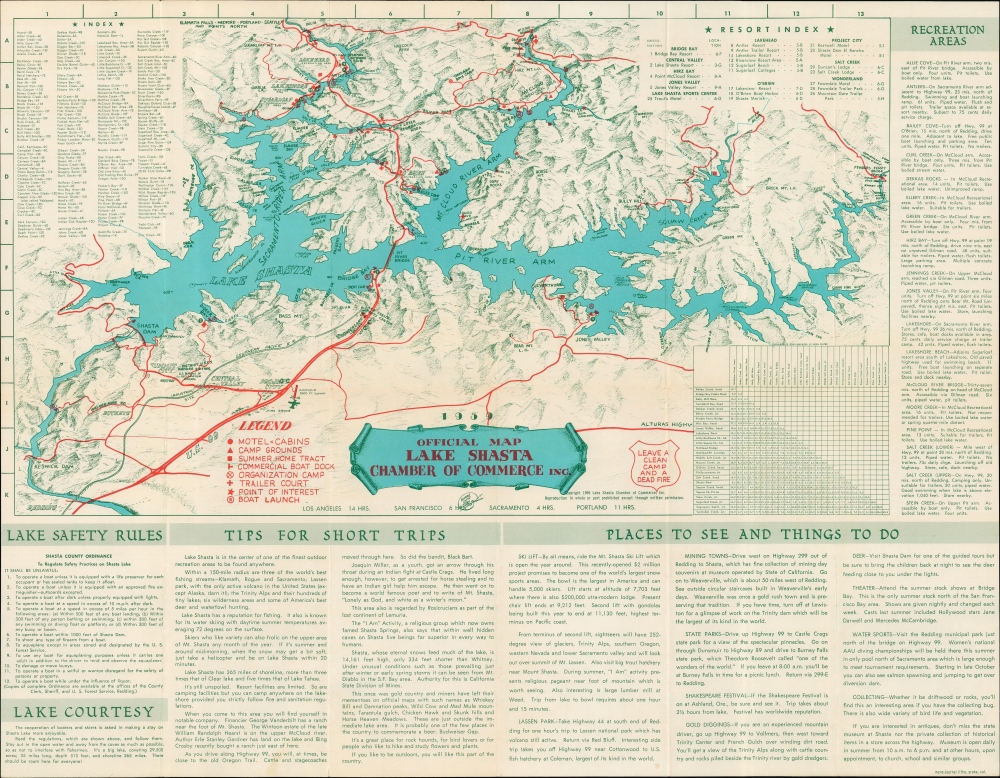 Official Map Lake Shasta / Lake Shasta and Shasta Dam Area in the Heart ...