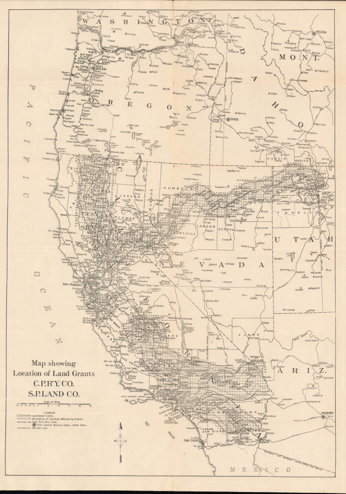 1918 Southern Pacific Map of Land Grants in the Western United States