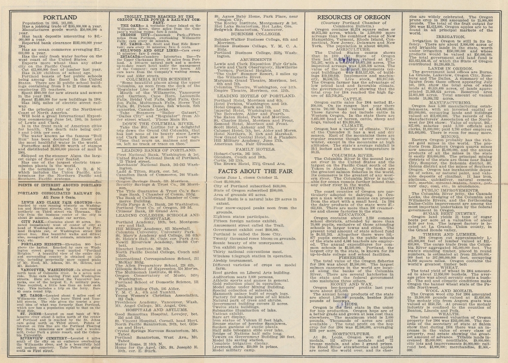Official Ground Plan of the Lewis and Clark Centennial Exposition Portland, Oregon. Opened June 1st Closes Oct. 15th 1905. - Alternate View 1