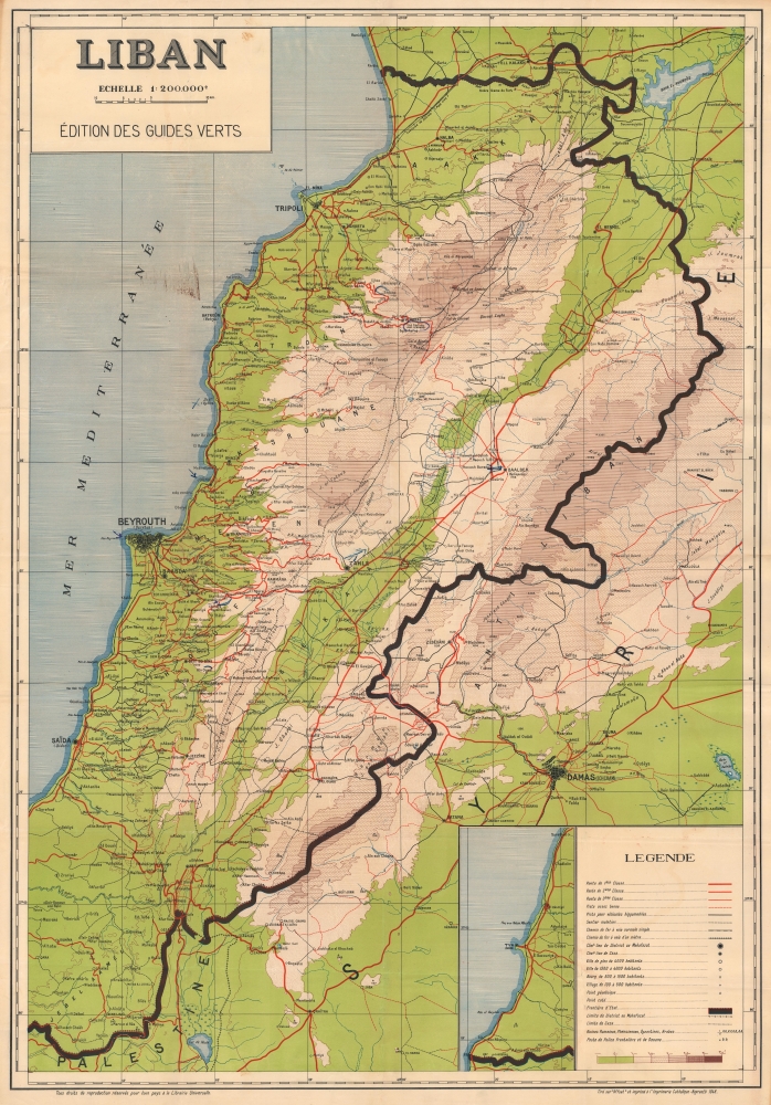 1948 Guides Verts Map of Lebanon