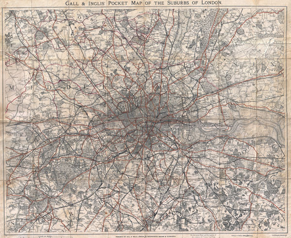 Gall & Inglis' Pocket Map of the Suburbs of London. - Main View