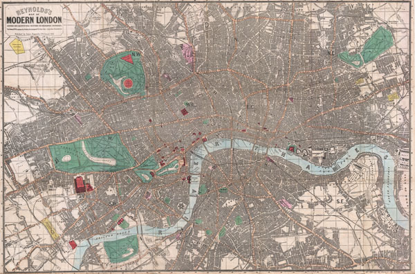 Reynolds's Map of Modern London Divided into Quarter-Mile Sections for Measuring Distances. - Main View