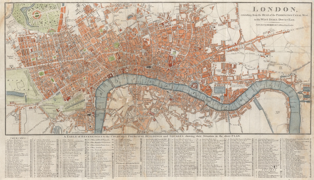 London, extending from the Head of the Paddington Canal West, to the West India Docks East. - Main View