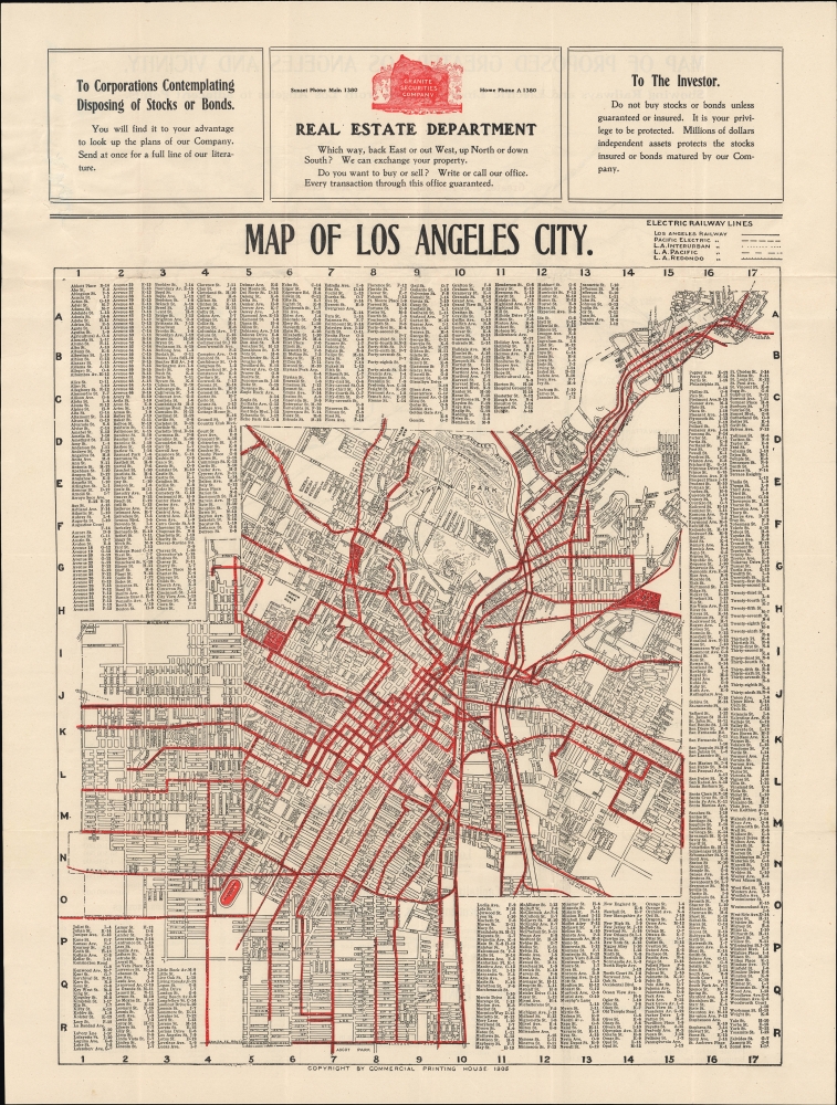 Map of Los Angeles City / Map of Proposed Greater Los Angeles and Vicinity. Showing Railways and Electric Lines radiating from Los Angeles to adjacent Points. - Main View