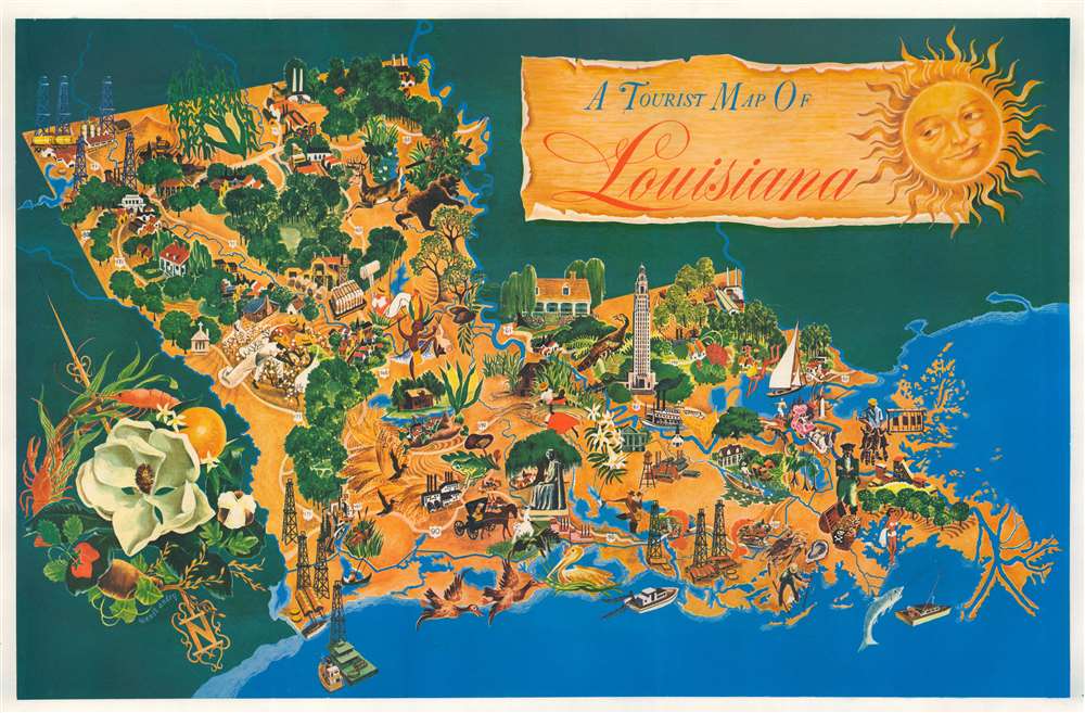 A Tourist Map Of Louisiana Geographicus Rare Antique Maps