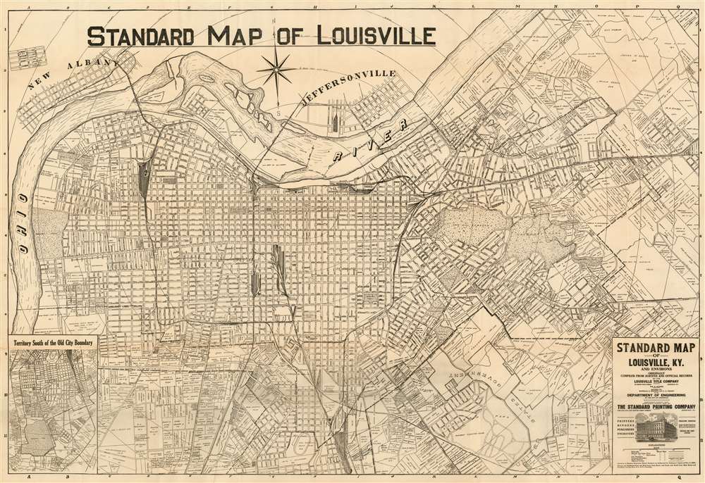 Standard Map of Louisville, Ky. And Environs Originally Compiled