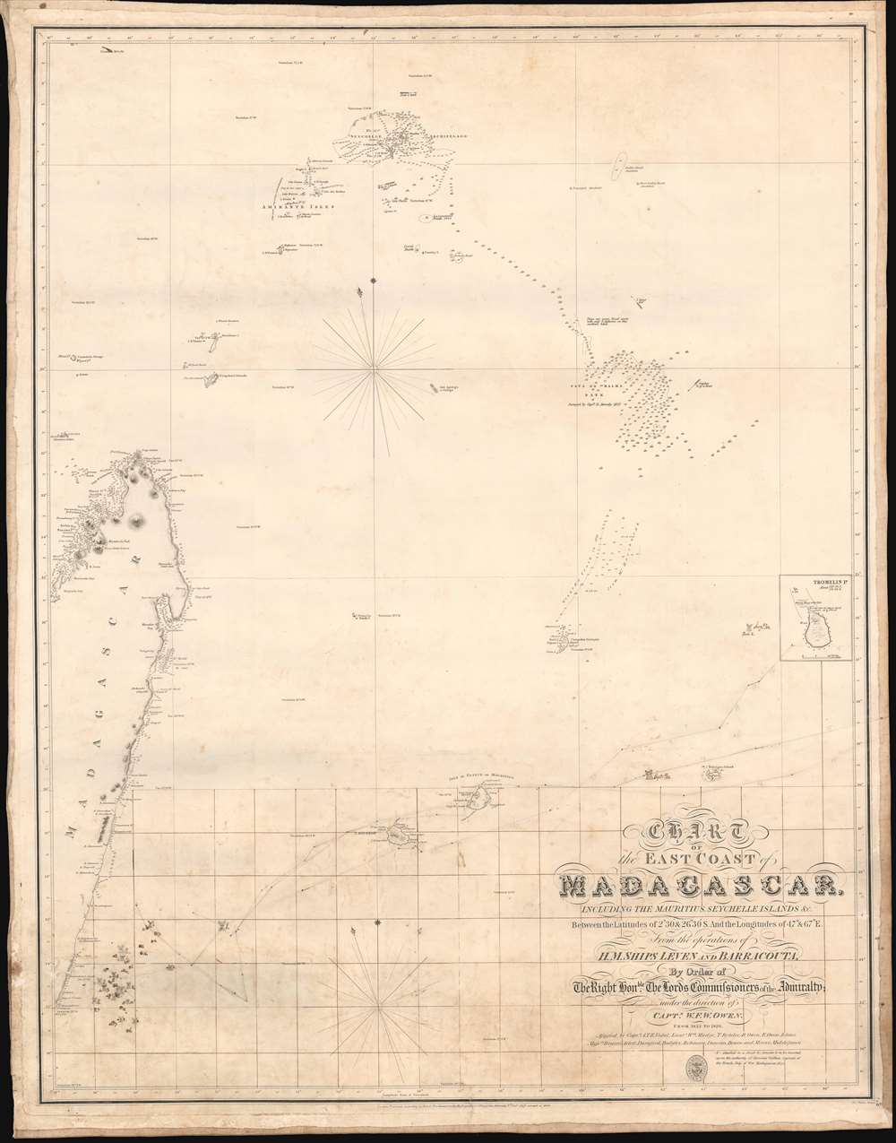 Chart of the East Coast of Madagascar, including the Mauritius, Seychelle Islands and c. - Main View