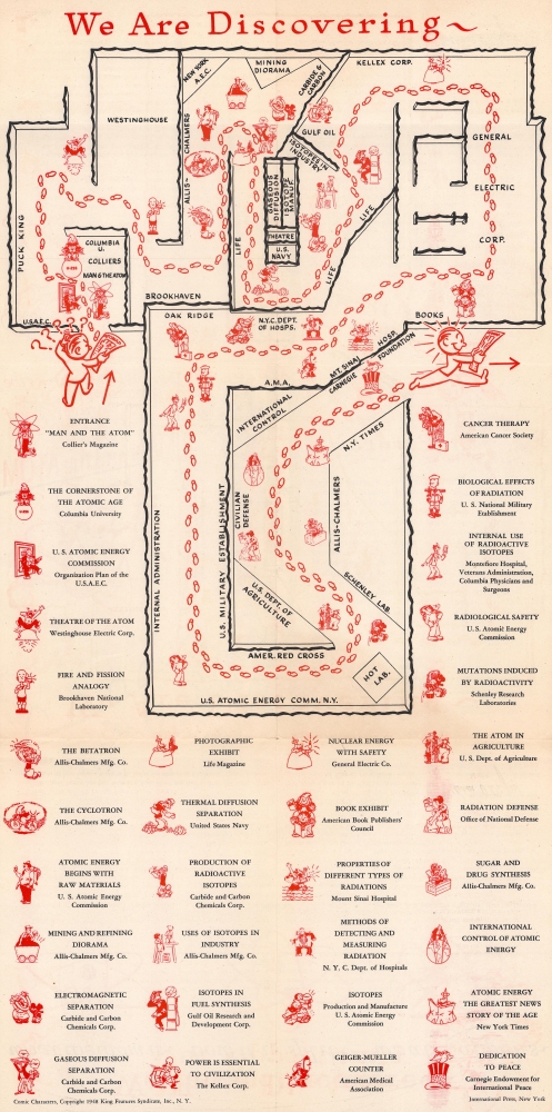 1948 New York City Golden Anniversary Map of 'Man and the Atom' Exhibition