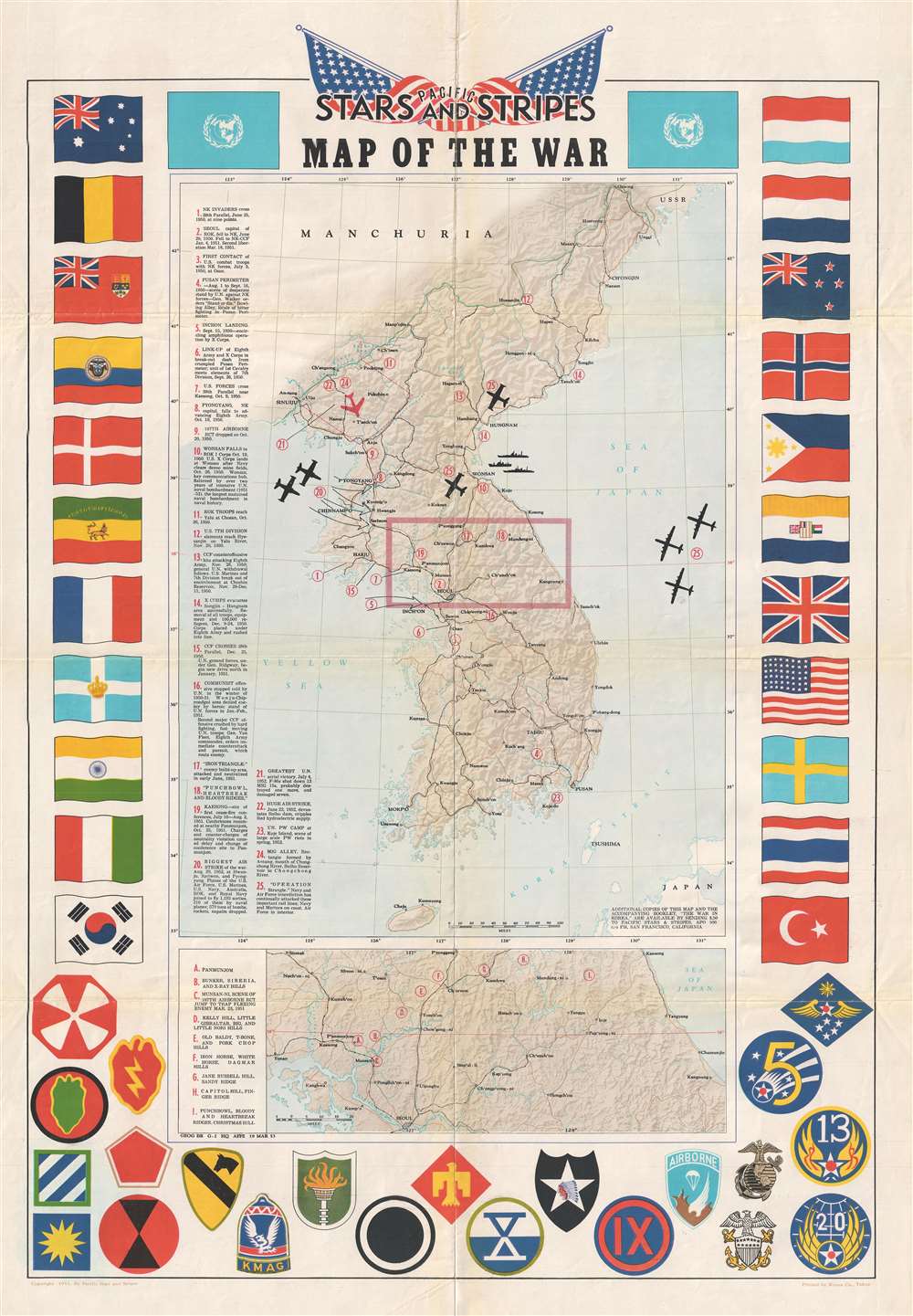 Pacific Stars and Stripes Map of the War. - Main View