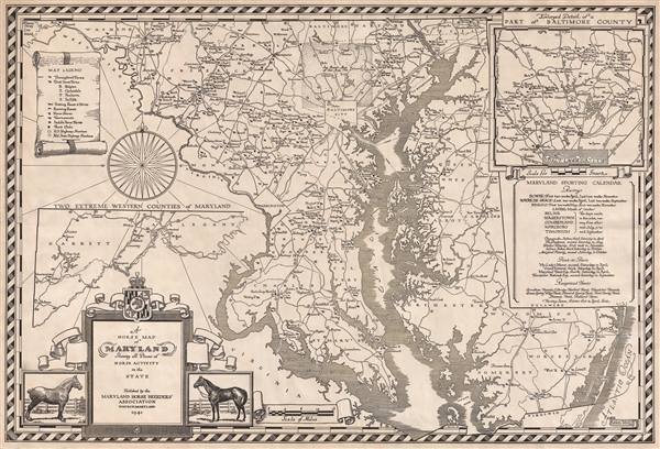 A Horse Map of Maryland Showing all Pahses of Horse Activity in the State. - Main View