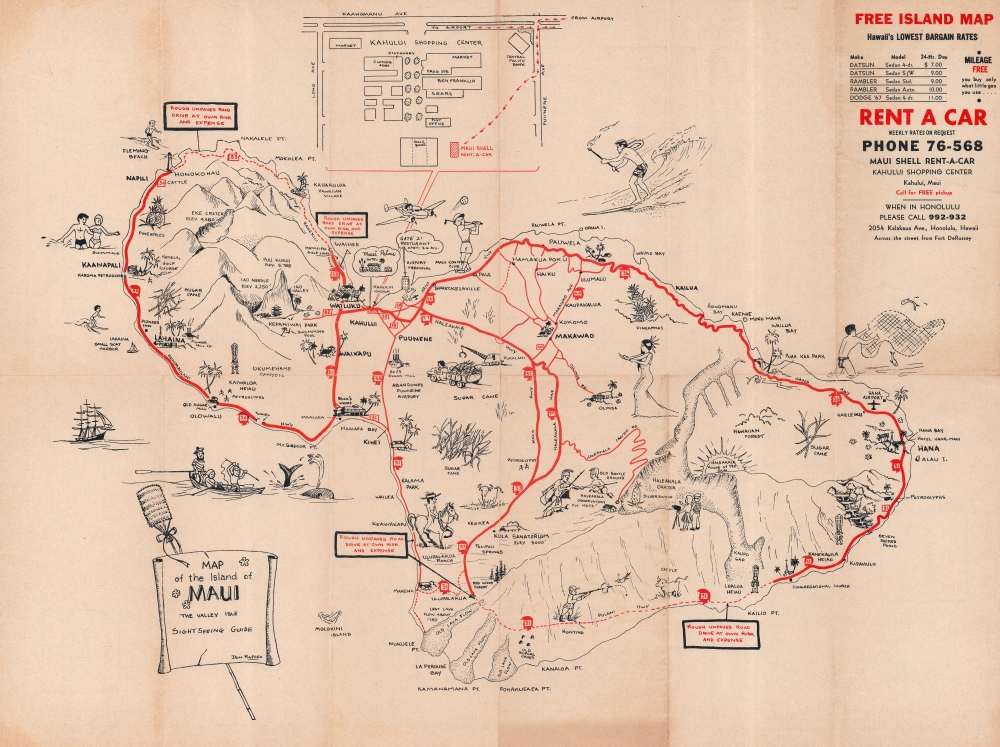 Map of the Island of Maui The Valley Isle. Sightseeing Guide. - Main View