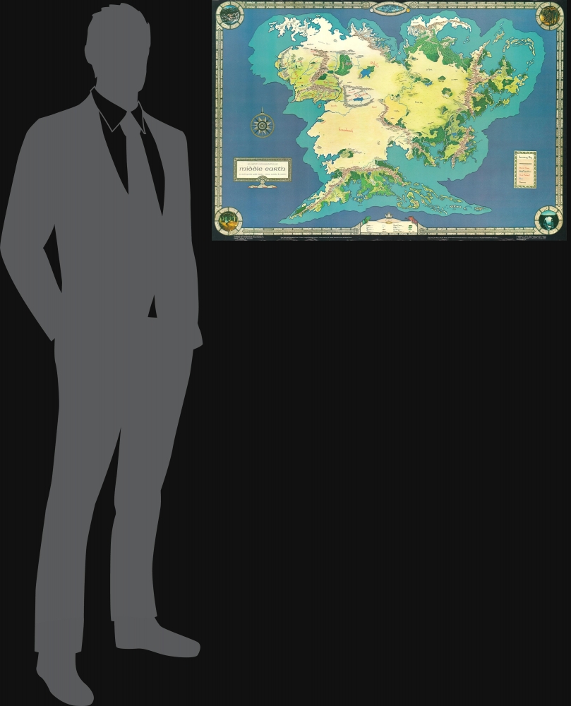 An Artist's Interpretation of Middle Earth including the Wild Lands - east, south, and north. - Alternate View 1