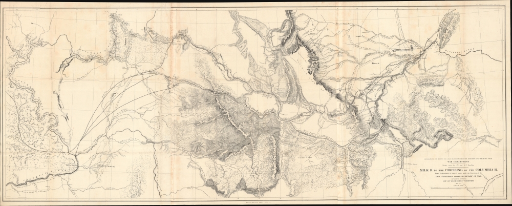 1860 Stevens U.S. Pacific Railroad Survey Map of Montana