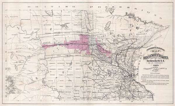 Township and Railroad Map of Minnesota and Dakota Showing the Northern Pacific R.R. and its Connections.S6571 - Main View