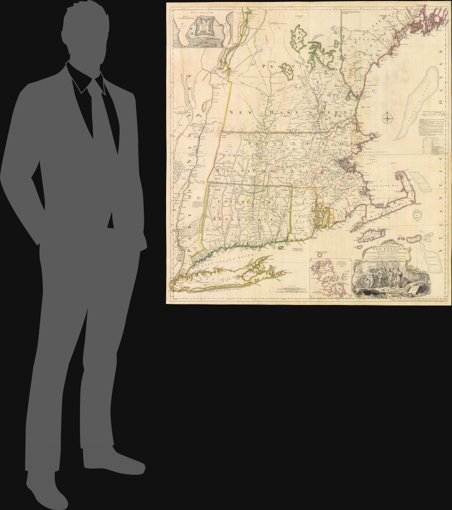 A MAP of the most INHABITED part of NEW ENGLAND, containing the PROVINCES of MASSACHUSETS BAY and NEW HAMPSHIRE, with the COLONIES of KONEKTIKUT AND RHODE ISLAND. Divided into Counties and Townships: The whole composed of Actual Surveys and its situation adjusted by ASTRONOMICAL OBSERVATIONS. - Alternate View 1