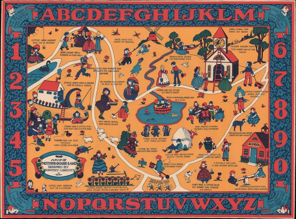 1933 Linscott Pictorial Map of Mother Goose Land