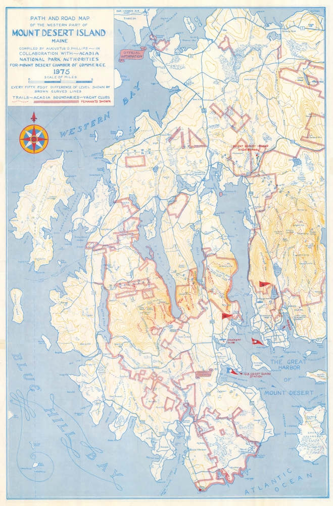 Path and Road Map of the Eastern Part of Mount Desert Island Maine. Path and Road Map of the Western Part of Mount Desert Island Maine. - Alternate View 1