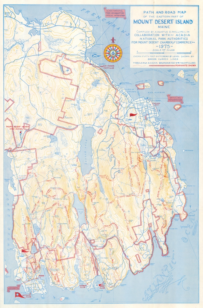 Path and Road Map of the Eastern Part of Mount Desert Island Maine. Path and Road Map of the Western Part of Mount Desert Island Maine. - Main View