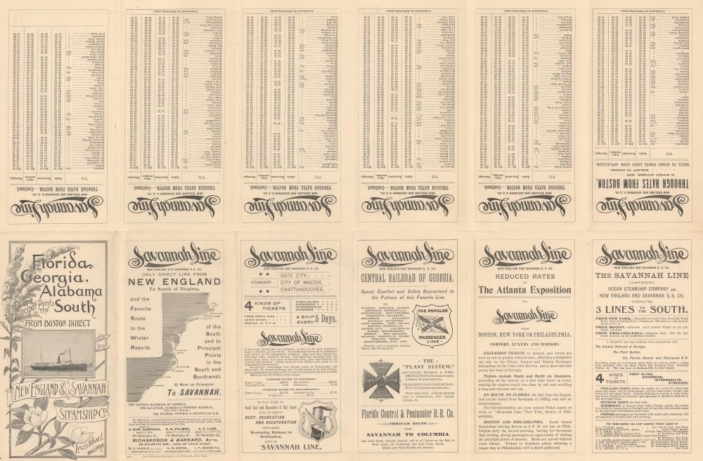 Railroad and Steamboat Connections of the Ocean Steamship Co. of Savannah and New England and Savannah Steamship Co. - Alternate View 1